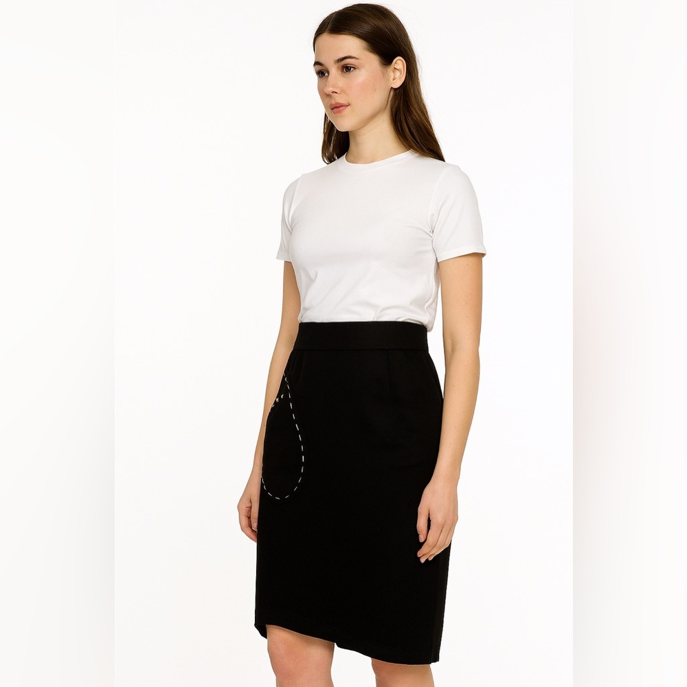 Thierry Mugler Black Cotton Asymmetric Pencil Skirt Sz. EU 44 - Picture 1 of 12
